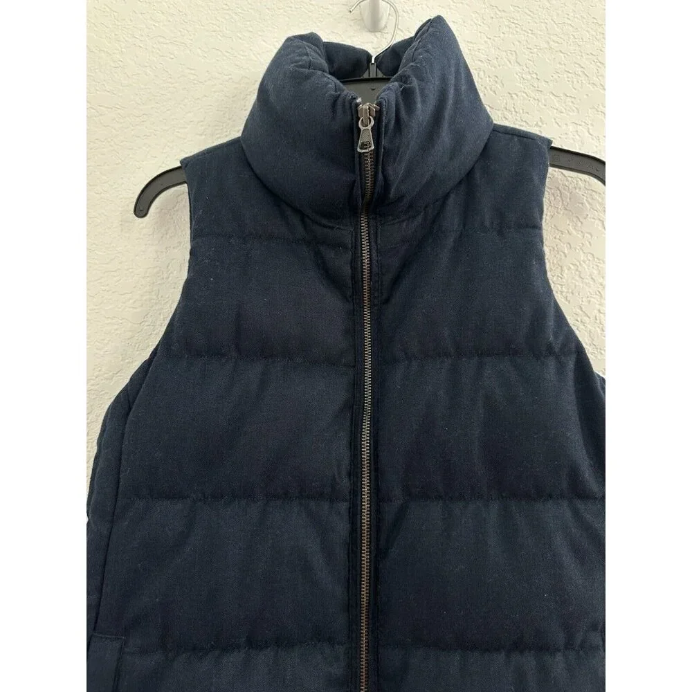 Old Navy Womens Quilted Puffer Vest XS Navy Tweed Look Zip‎ up Fleece Lagenlook